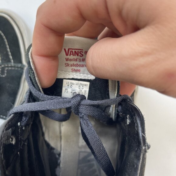 Vans High Top Shoes Women's Sz 9.5 / Men 8 US Sneaker Sk8-Hi Canvas Black White - Picture 12 of 14